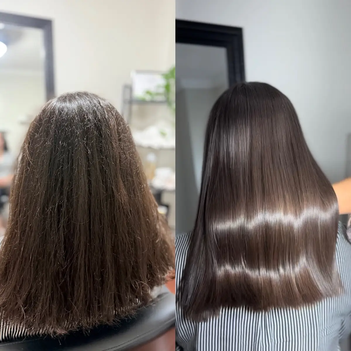 Before and after keratin treatment